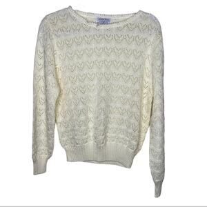 Vintage 80s Cuddle Knit Ivory Off White Sweater